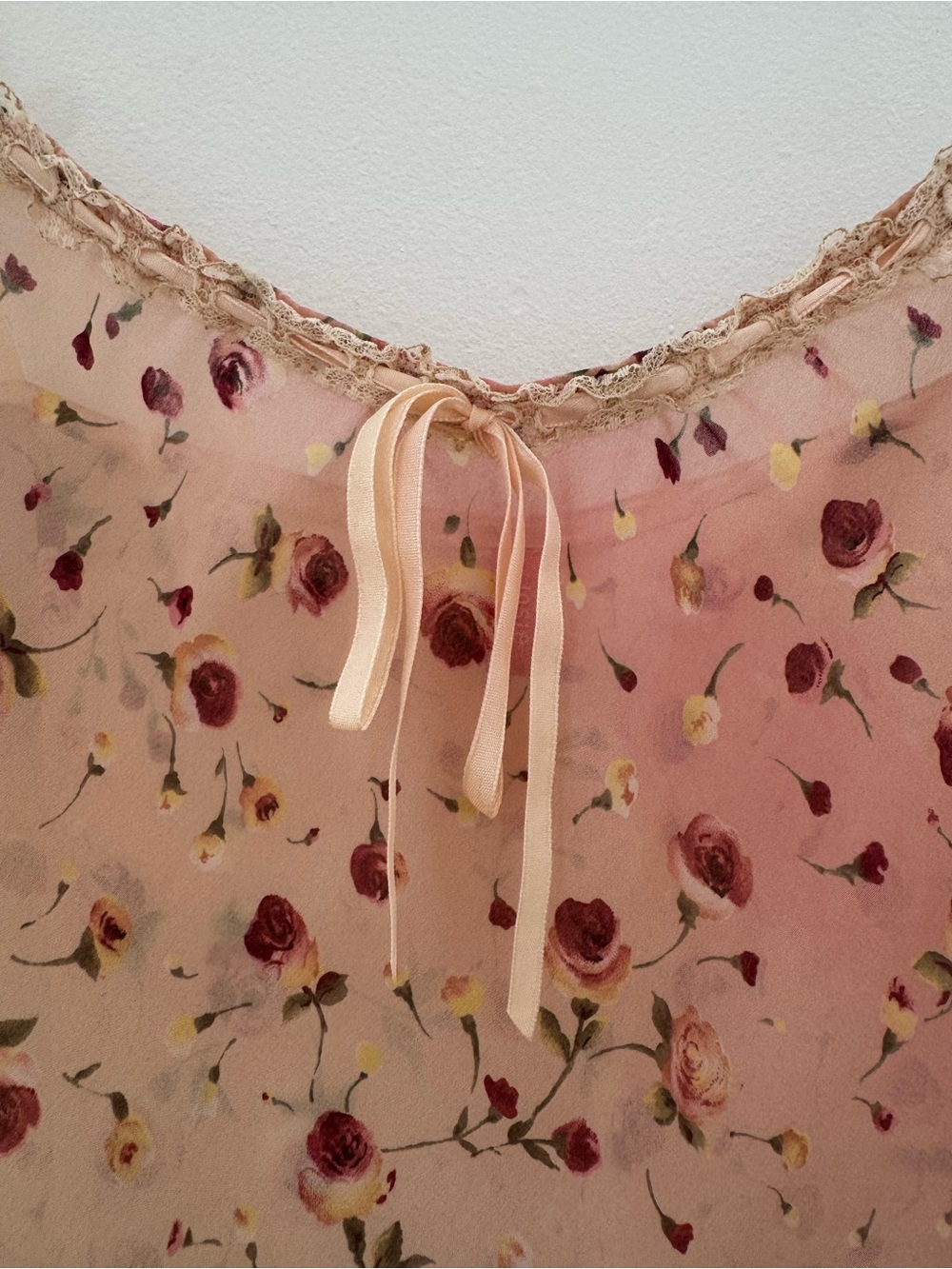 Sheer Floral Slip Tank - Roses